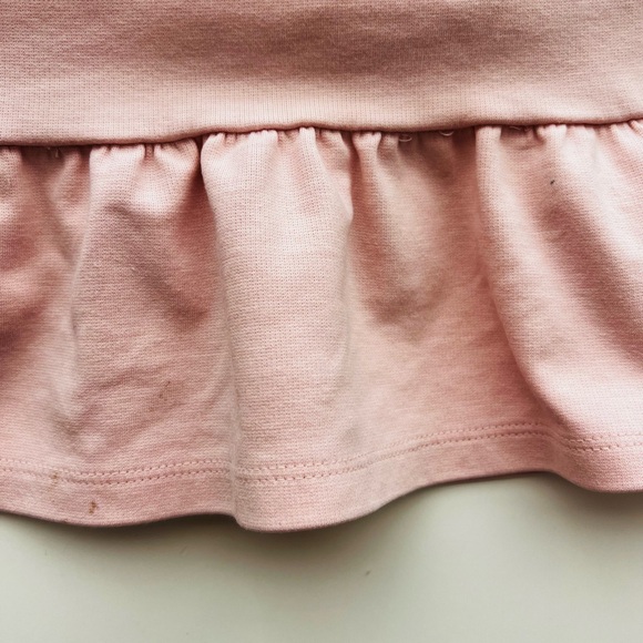 JANIE & JACK girls Crochet Trim ponte Dress Ruffle Puff Sleeve Pink Stretch 5 - Picture 4 of 7